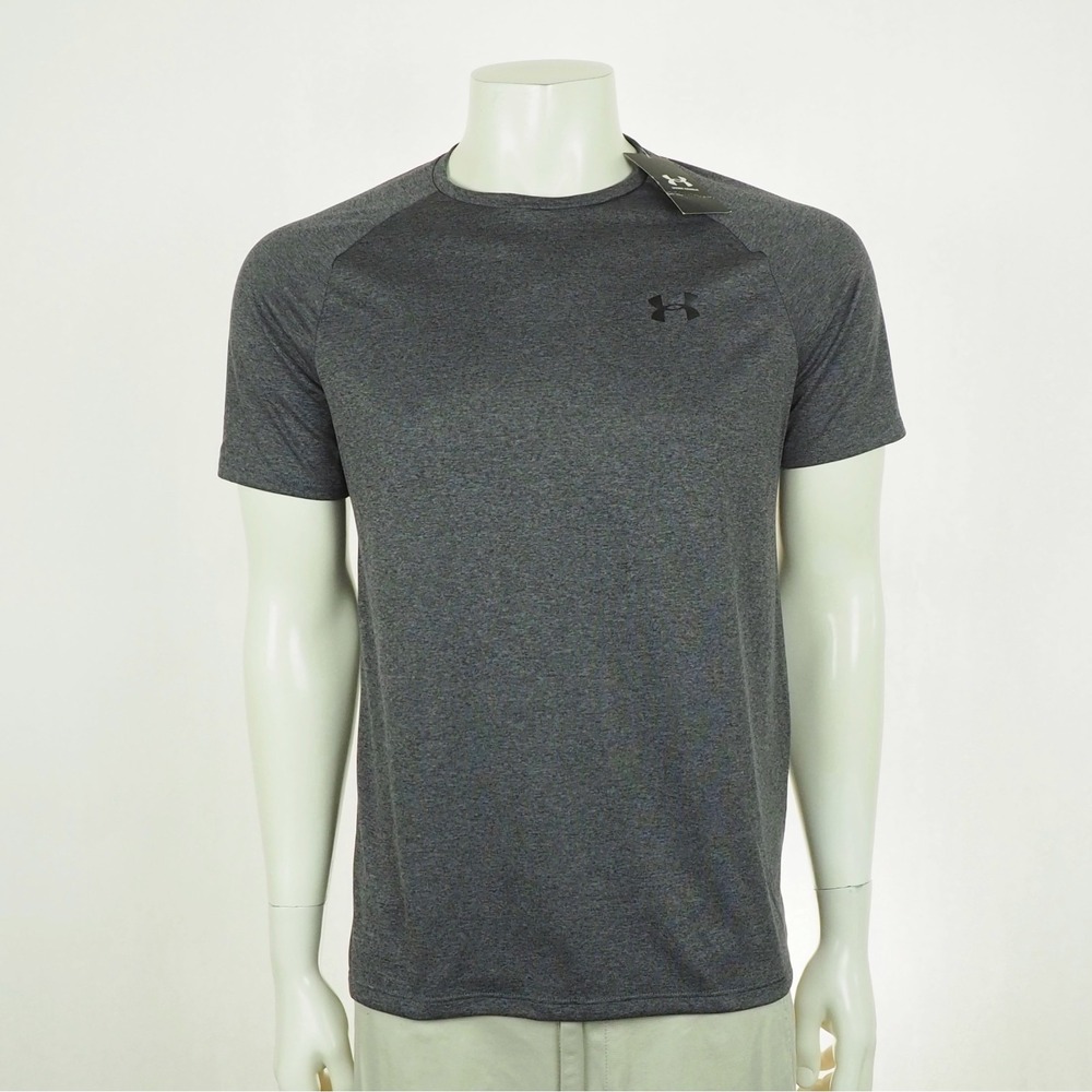 New Under Armour UA Tech 2.0 Tee Shirt Mens Small Heather Black Training Workout